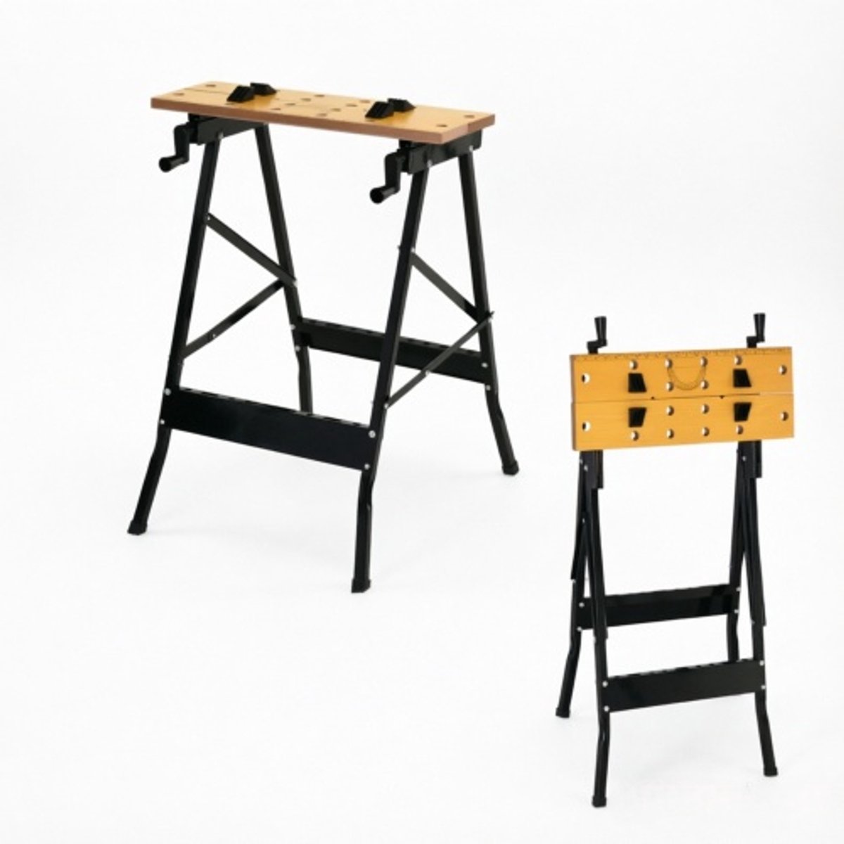 Opvouwbare Werkbank – 100 kg Draagvermogen – Met 2 MDF Werkbladen, 4 Klemblokken, Liniaal en Gradenboog – 62,5 x 60,5 x 78,5 cm