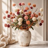 25 Pièces Fleurs Artificielles Décoration d'Automne – Chrysanthèmes Artificiels avec 5 têtes de fleurs – Décoration de Table pour Salon, Fête, Mariage et Décoration d'Automne