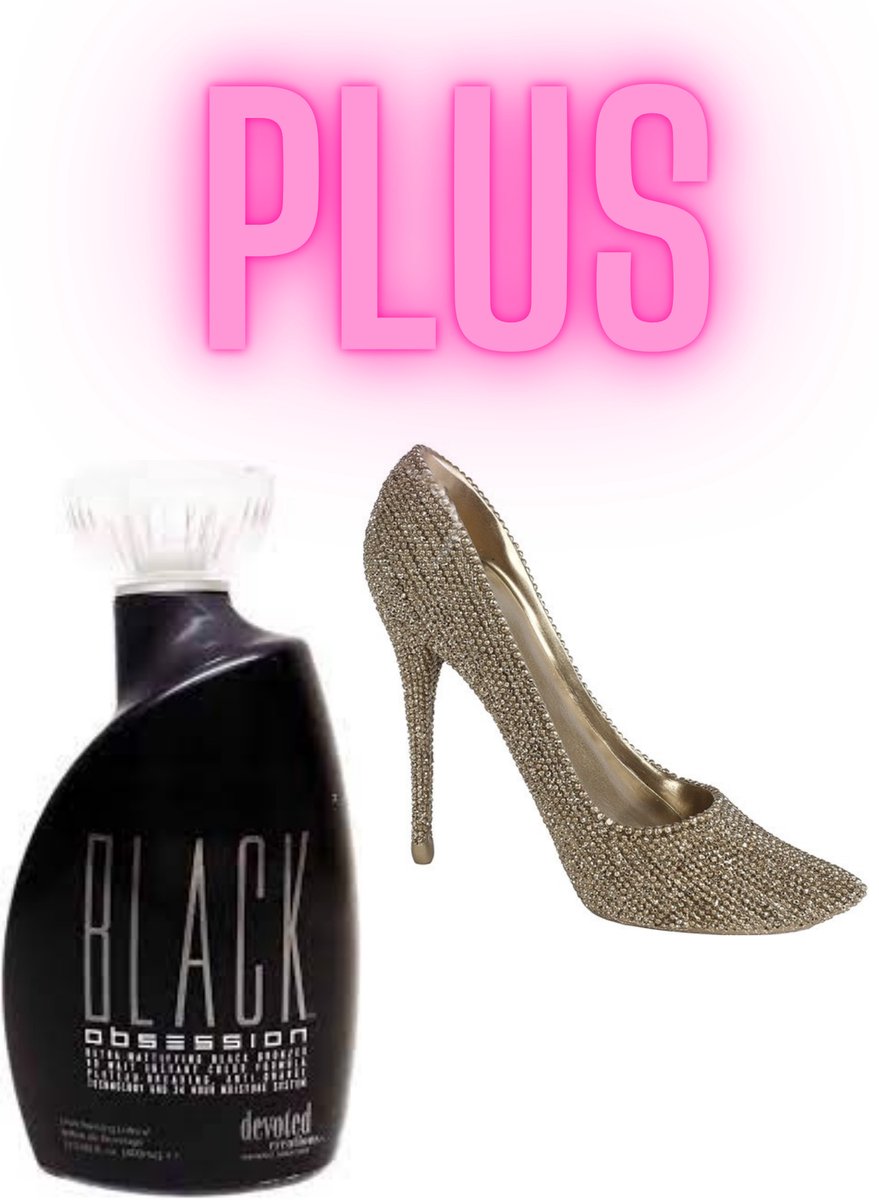 Devoted Creations Black Obsession 400 ml PLUS Beeld Stiletto Pump Glitter Goud 17 cm