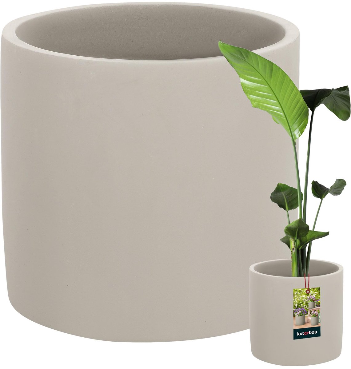 KOTARBAU® Bloempot - Plantenpot - Sierpot - Binnenpot ⌀ 23 cm Keramische Bloempot voor Binnen - 22 cm hoog - Betonlook - Ongeglazuurd keramiek - Mat - Grijs