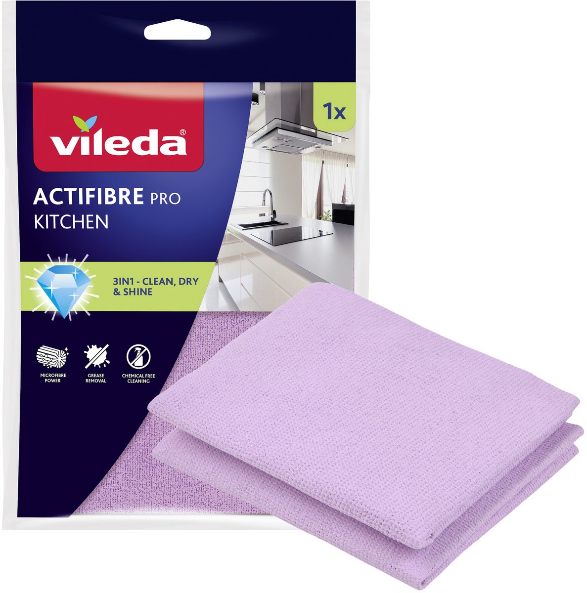 Vileda ACTIFIBRE PRO keukendoekje van PVA, Microvezel Doek - Schoonmaakdoek1 stuk