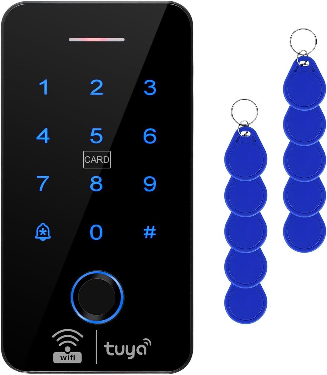 Tuya WiFi vingerafdruk RFID toetsenbordset - Controller met 10 IC sleutelhangers - Upgrade bestaande sloten - ShopVlot