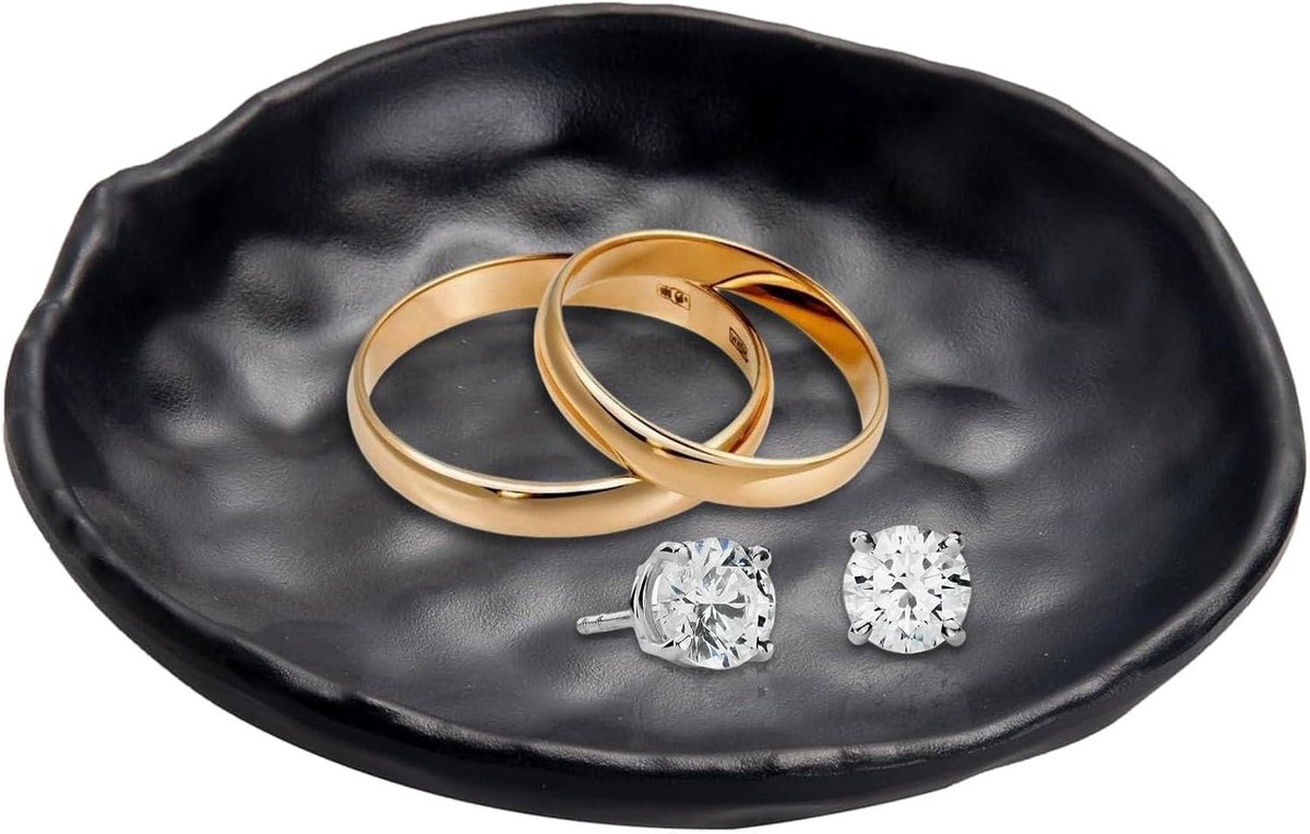 SnelShoppen - Creatieve Sieraden Schaal - Decoratieve Juweel Organizer - Zwarte Keramische Sieradenhouder voor Armbanden, Ringen en Oorbellen - Desk &