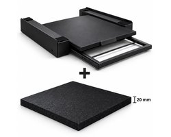 ProductXpert Stacko™ - Stapelkit & Anti Trillingsmat voor Wasmachine en Droger - Tussenstuk - Uitschuifbare Plank met Handdoekhouder - Zwart- AntiSlip - Geluidsdempende Antislip Mat - 620 x 620 x 20 mm