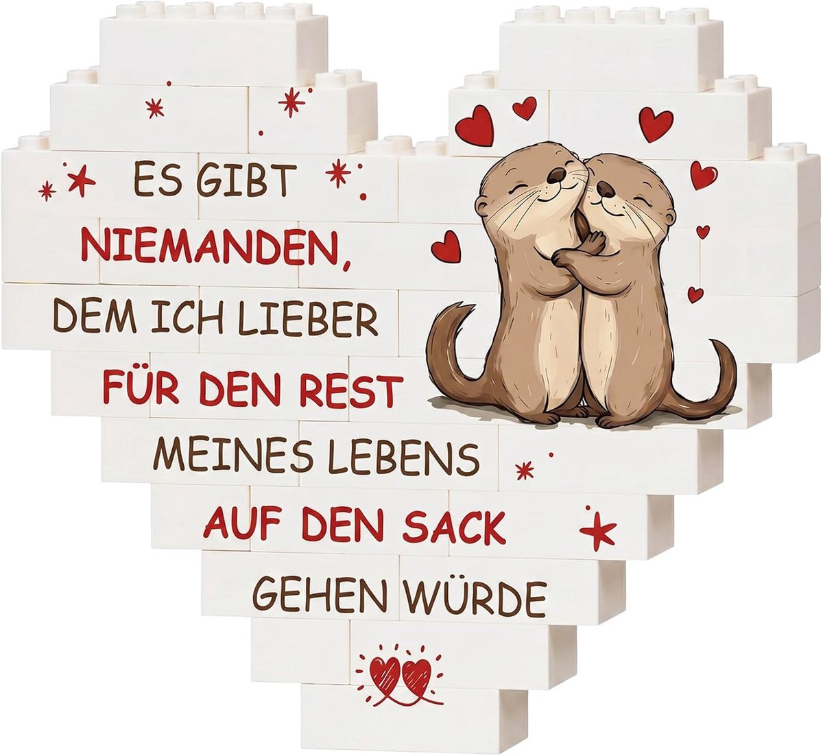 Verjaardagscadeau voor hem en haar, ik hou van je, cadeaus voor mannen en vrouwen, hartvormige puzzelblokken - ShopVlot