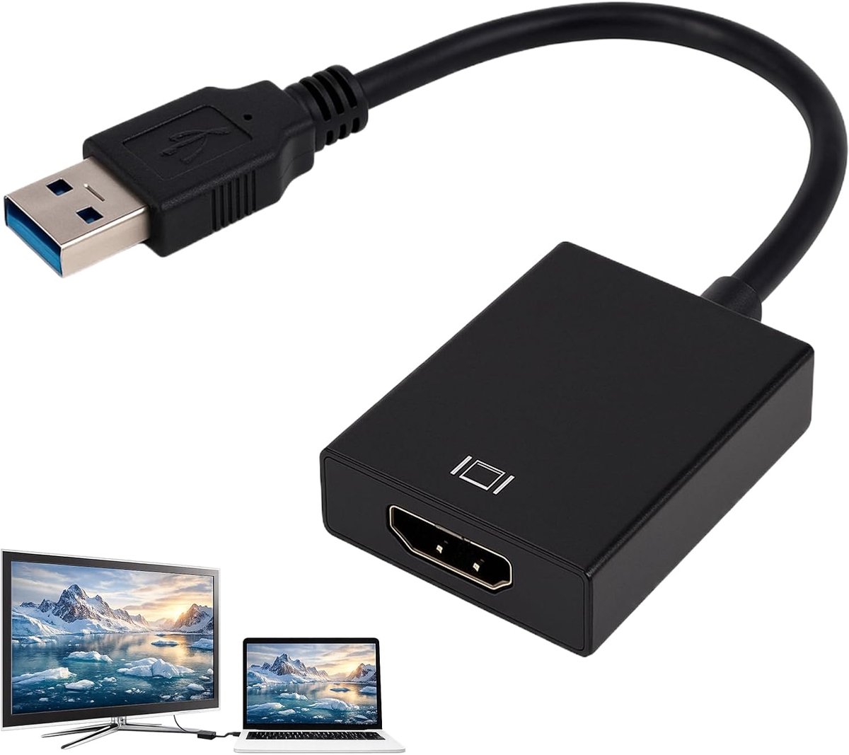 USB to HDM1 Adapter, USB 3.0/2.0 to HDM1 Video Adapter, HD 1080P Video Graphics Cable, Converter for PC, Laptop, HDTV - ShopVlot