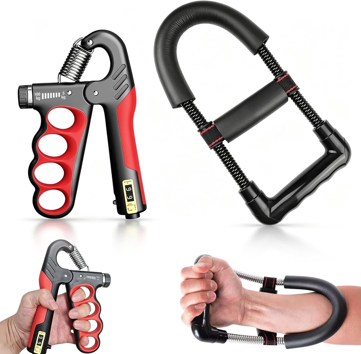 Greepkrachttrainer, onderarmtrainer pols en onderarm, trainingsapparaat, rood, voor het trainen van je polsen en - ShopVlot