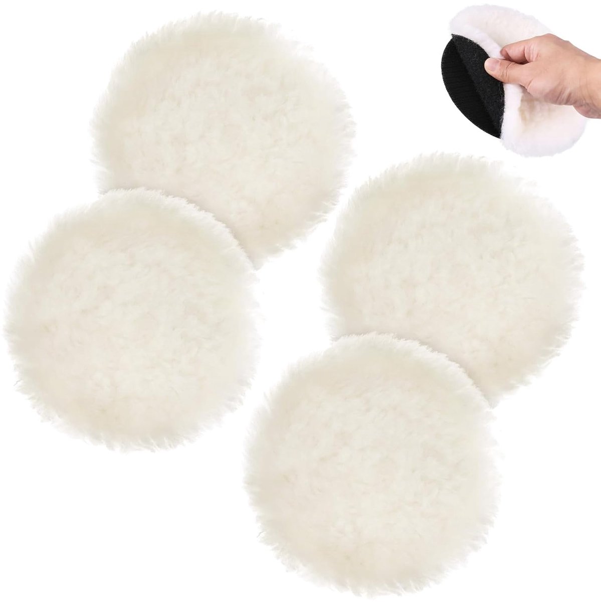 4 stuks autopolijstpads, wollen polijstpads, autopolijstschijven, voor het polijsten van auto's, voor polijsten - ShopVlot