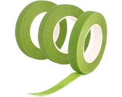 3x floristiektape - grasgroen, 12 mm breed - 27 meter - bloemenwikkeltape - voor boeketten en knutselen