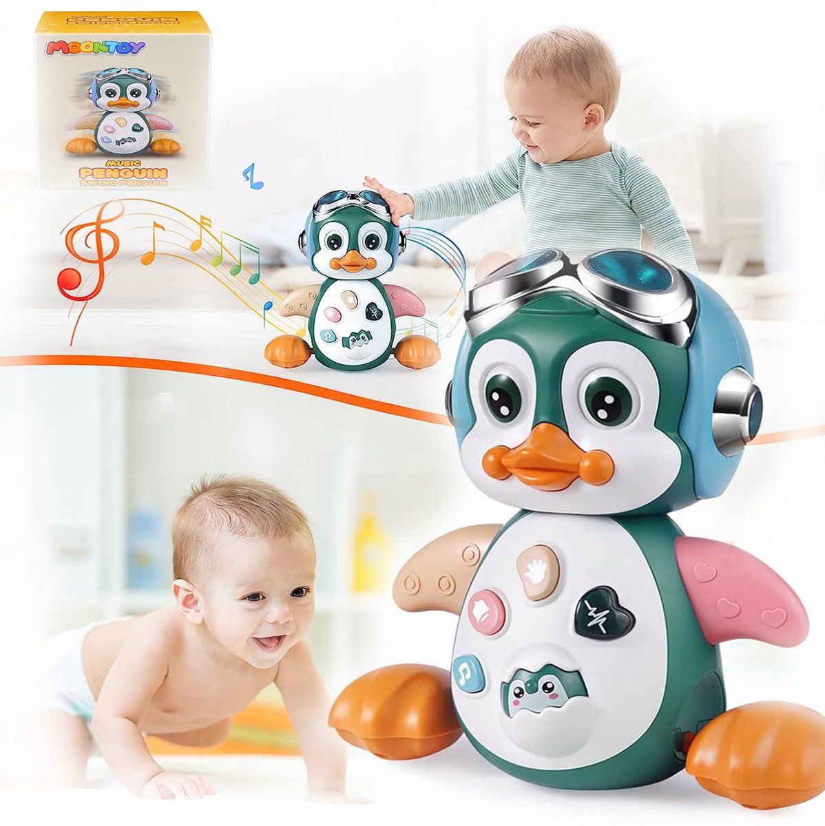Dansend Pinguïn-Speelgoed Voor Jonge Kinderen, Muzikaal Dansspeeltje Met Pinguïn, Licht- en Geluidseffecten, Leuk Sensorisch Speelgoed Voor Jongens en Meisjes.