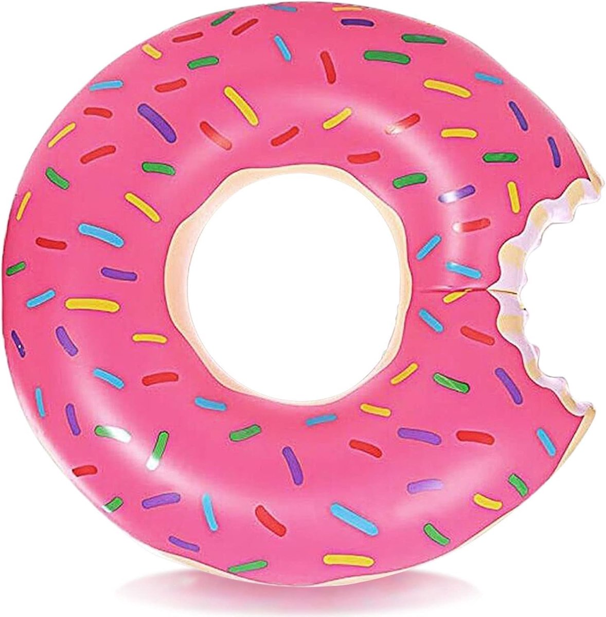120 Cm Opblaasbare Donut. Dit Duurzame Ontwerp Zorgt Voor Plezier Voor Volwassenen Op Het Strand Of In Het Zwembad. Geniet Van De Zomer Met Deze Grote Donutvormige Zwemband.