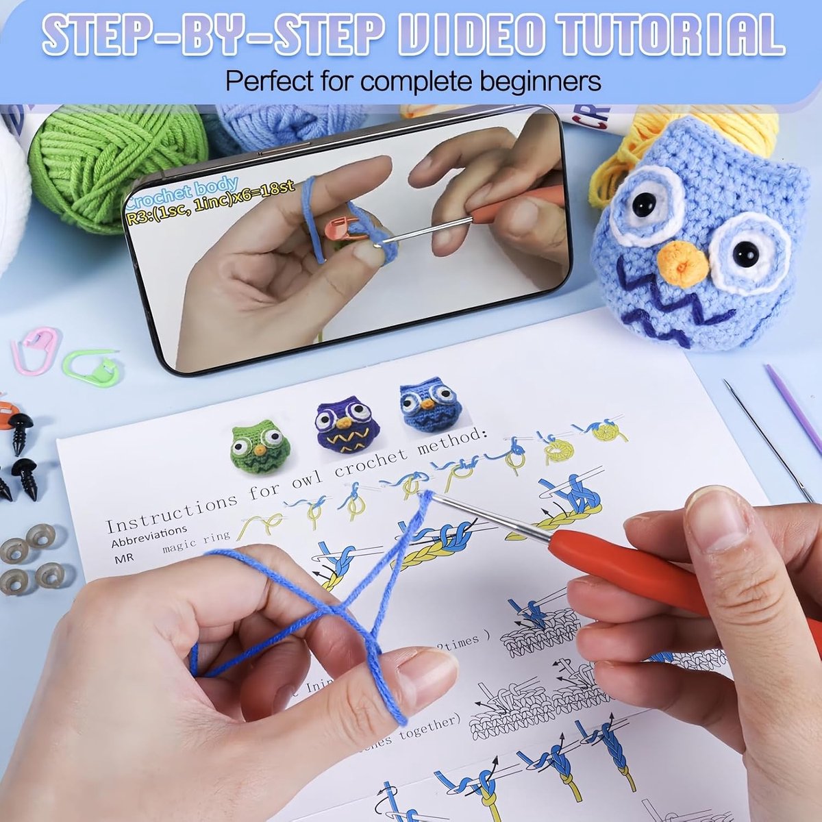 6 Stuks Gehaakte Dierenset DIY Starterset voor Beginners
