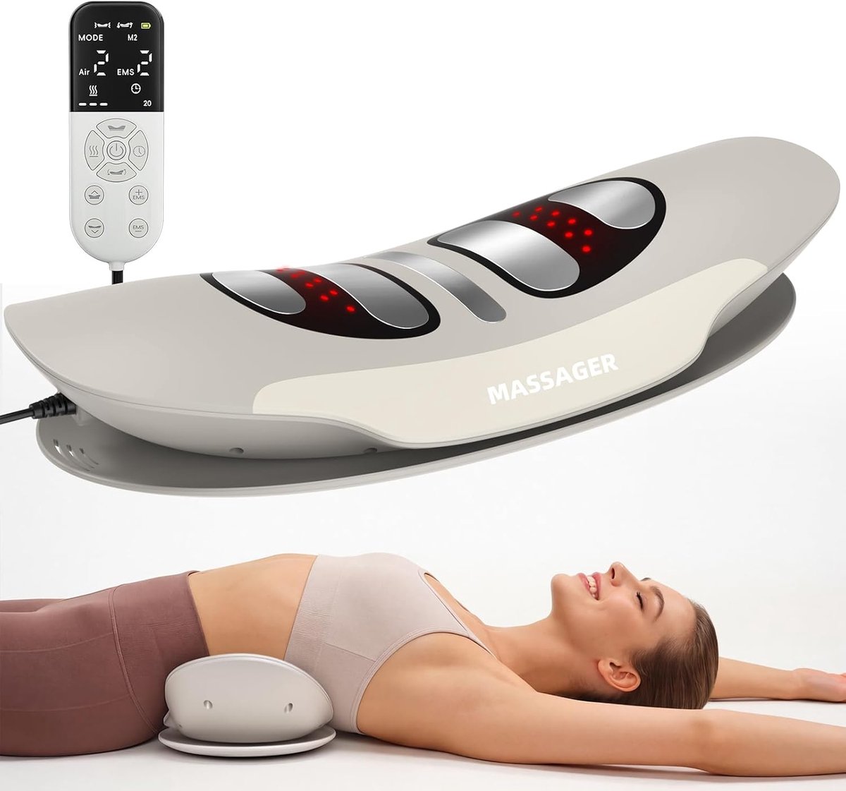 Elektrisch Rugmassageapparaat - Lendenmassage met Warmte, EMS en Vibration - Inclusief Afstandsbediening