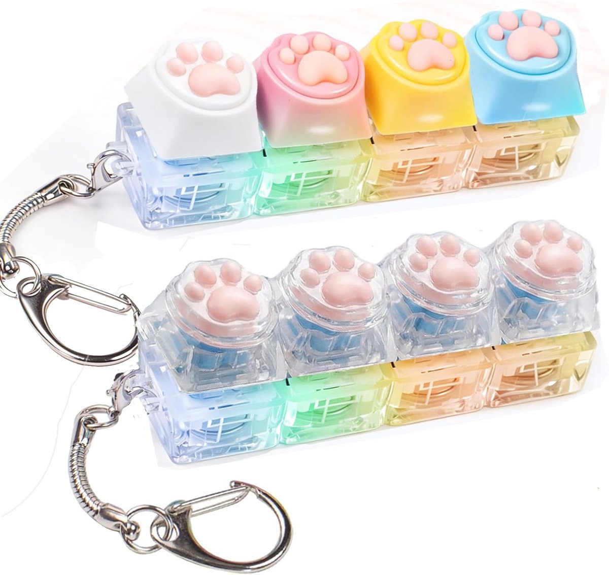 2 stuks toetsenbord fidgetspeelgoed, fidget toys voor volwassenen met ledlicht, clicker, grappig speelgoed voor stressvermindering, volwassenen, kinderen, kantoor, school, reizen