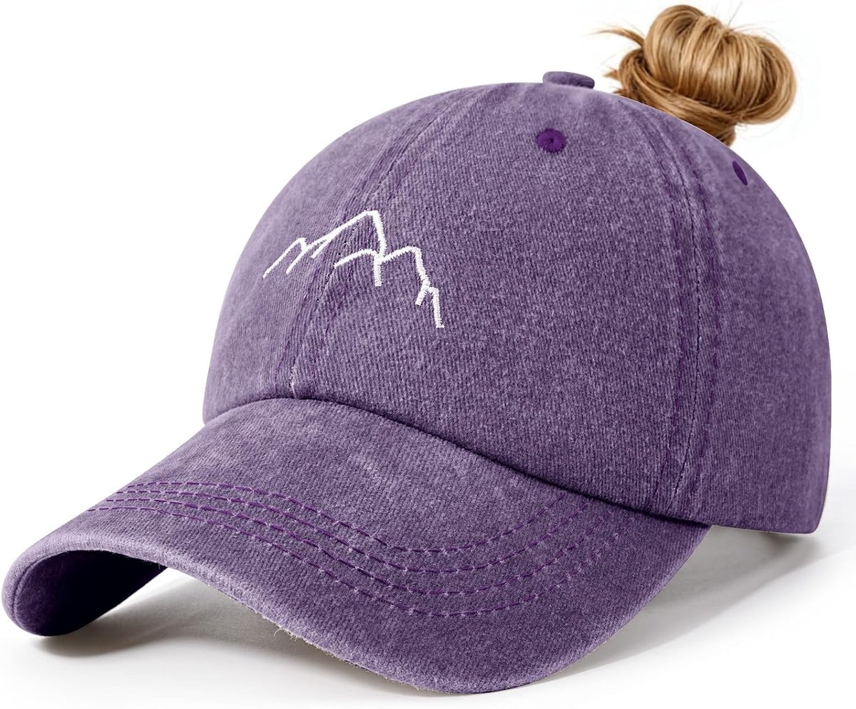 Dames baseballpet paardenstaart vintage dames zonnehoeden zomer verstelbaar met hoge ponystaarten gat geborduurd gewassen zonnehoed unisex