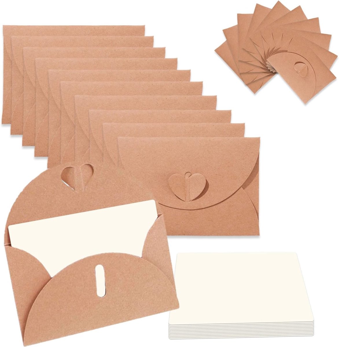 20 stuks mini-enveloppen met kaarten, vintage