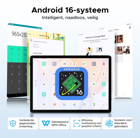 DOOGEE Tablet U11-Android 15 -11 inth 90 Hz-16 GB RAM+ 128 GB ROM/TF 2TB - Dubbele boxluidsprekers - 8580 mAh - Face ID - 5G WiFi - Widevine L1 - GPS - Blauw van Merkloos — afbeelding 3