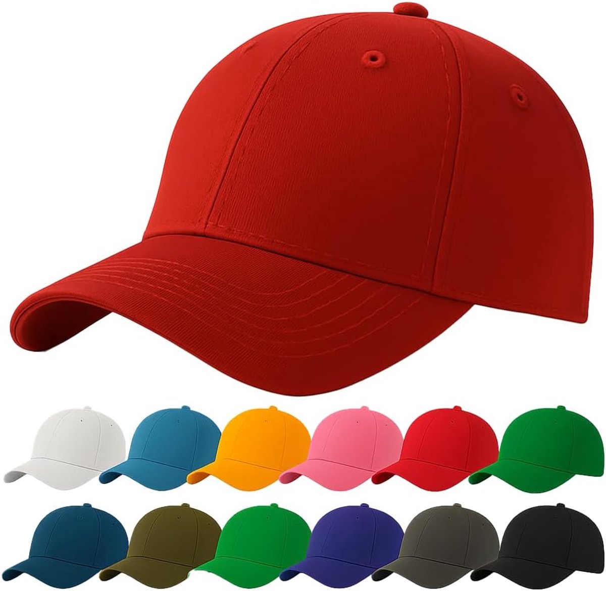 Pet Zwart voor Heren & Dames – Verstelbare Unisex Pet 54–60 cm – 100% Katoen, Ademend & Lichtgewicht – Baseball Cap Zonder Logo voor Dagelijks Gebruik, Sport & Vakantie