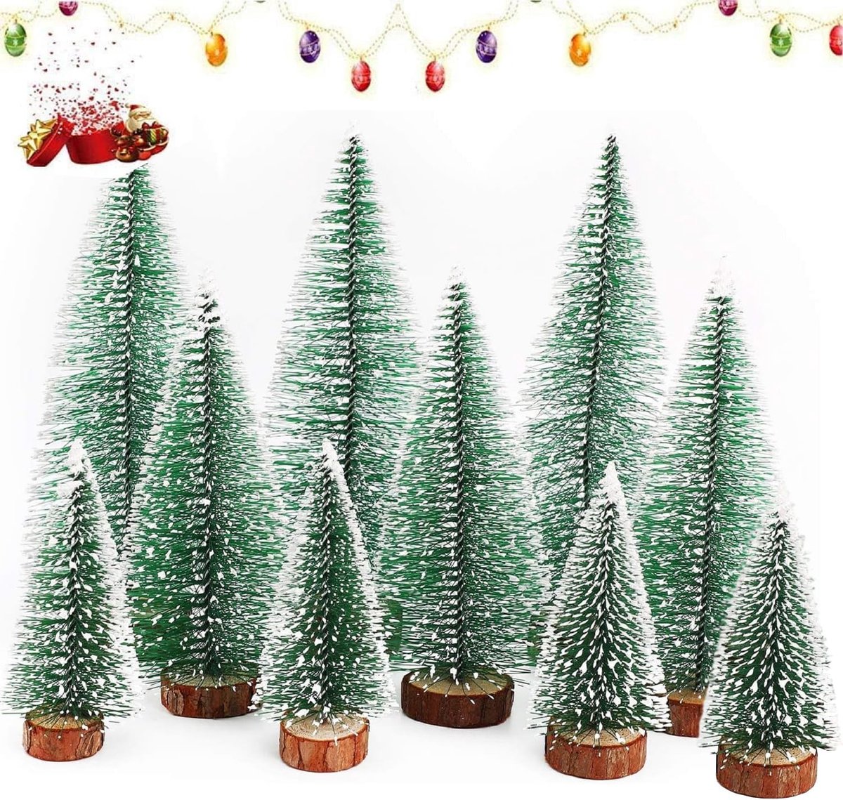 10 stuks mini-kunstkerstboom, kunstkerstboom, kleine kerstboom voor tafeldecoratie, doe-het-zelf, kerstdecoratie, etalage, 3 maten, 10/15/20 cm