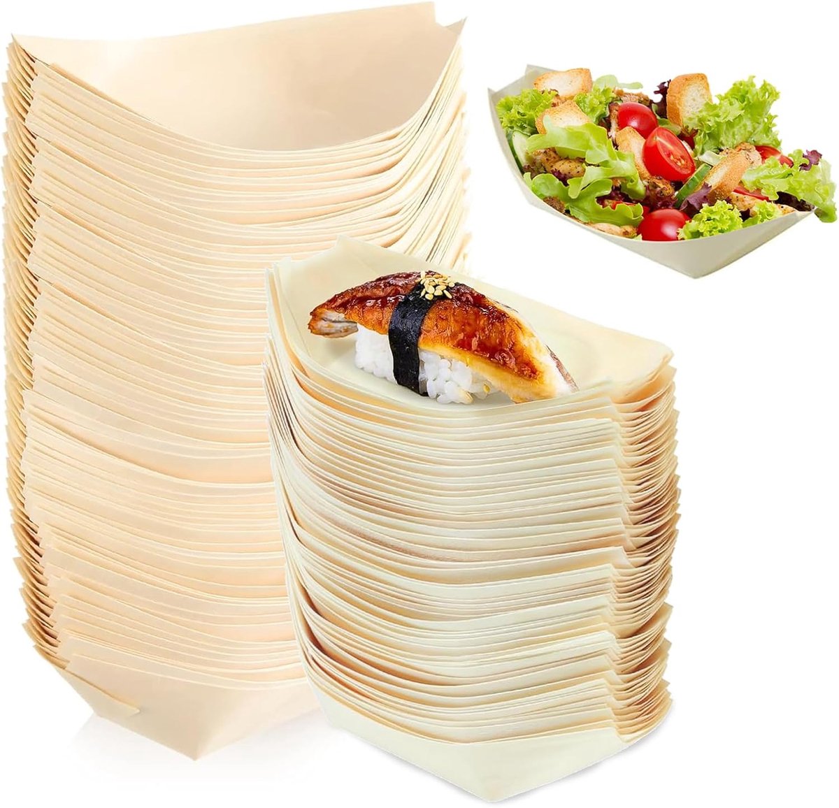 100 stuks vingerfood schalen 11 x 7 cm houten schalen demonteerbaar