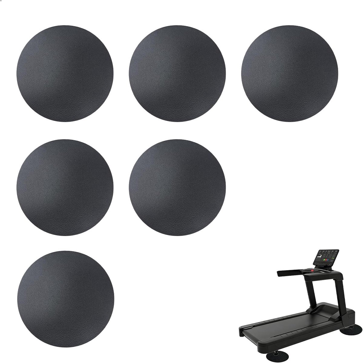 6 stuks beschermmatten voor fitnessapparaten, dikte 6 mm, antislip, voor loopband, 10 x 10 x 0,6 cm, zwart