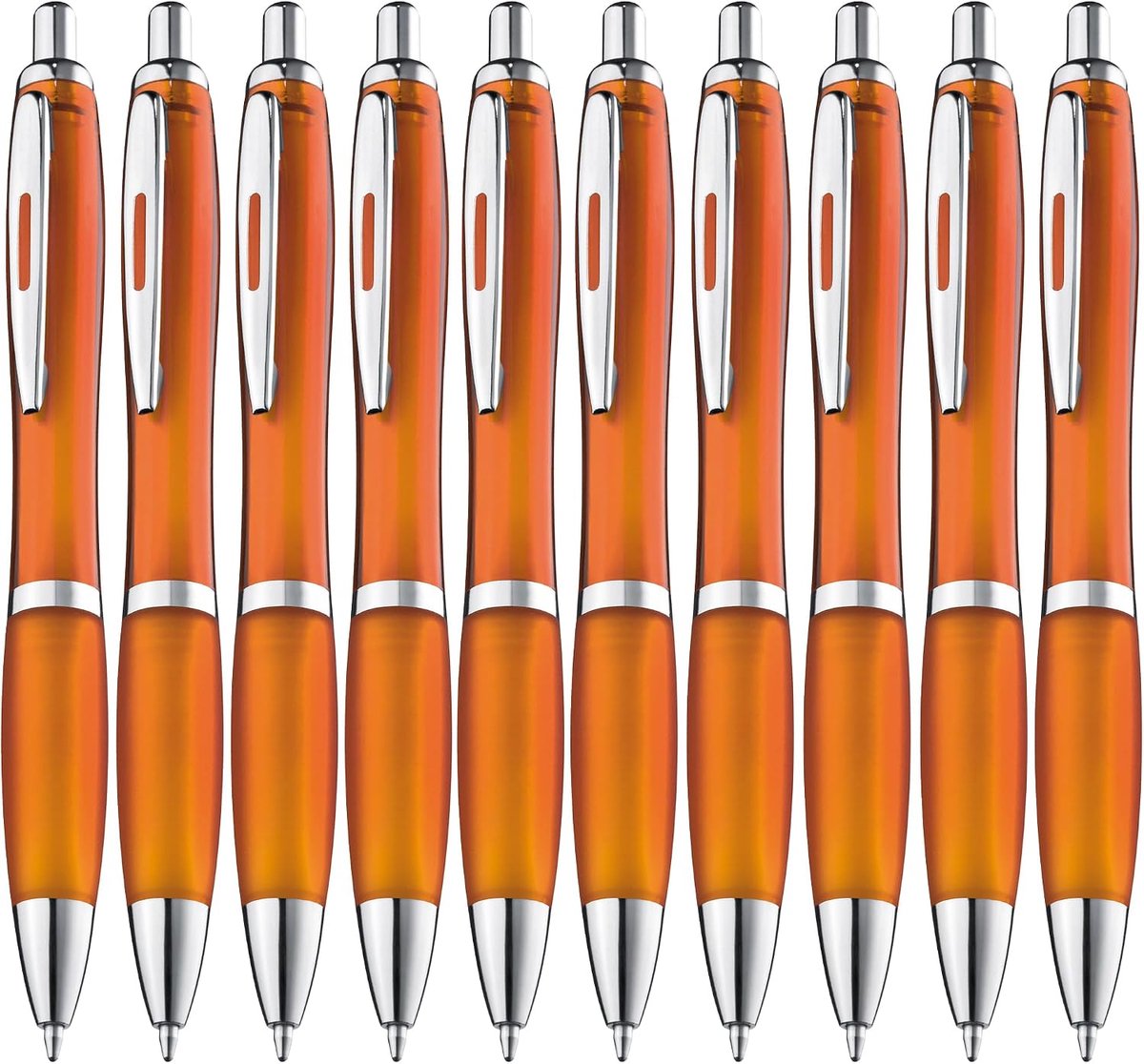 Balpen, 10 stuks, premium hoogwaardig, antislip pen voor eenvoudig en zacht schrijven, blauwschrijvend oranje