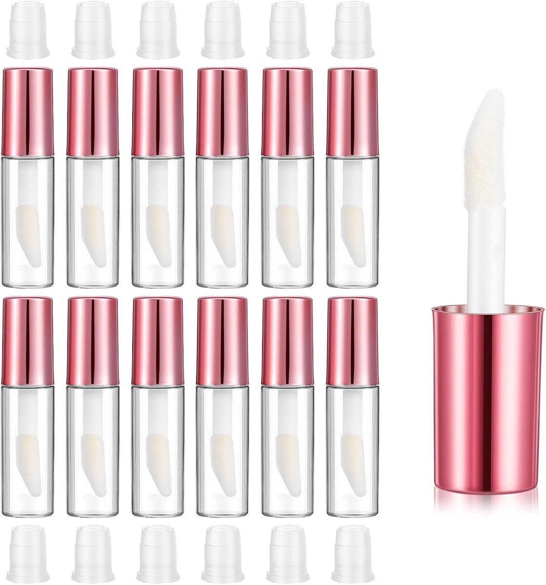 12 stuks mini lipgloss tubes lege lipgloss tubes 1,2 ml heldere hervulbare lippen balsem flessen met rubberen inzetstukken en borstel mini make-up containers voor monsters balsems doe-het-zelf make-up