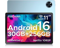 DOOGEE U11 Pro - Tablet - Tablets - 30GB RAM + 256GB ROM(2TB/TF) - 8580 mAh - 11 Inch - Android 16 - Dubbele luidspreker - T7200 Octa Core - 13MP Camera - 5G WIFI - Face ID - 7.9 mm Metallic Body - Zwart