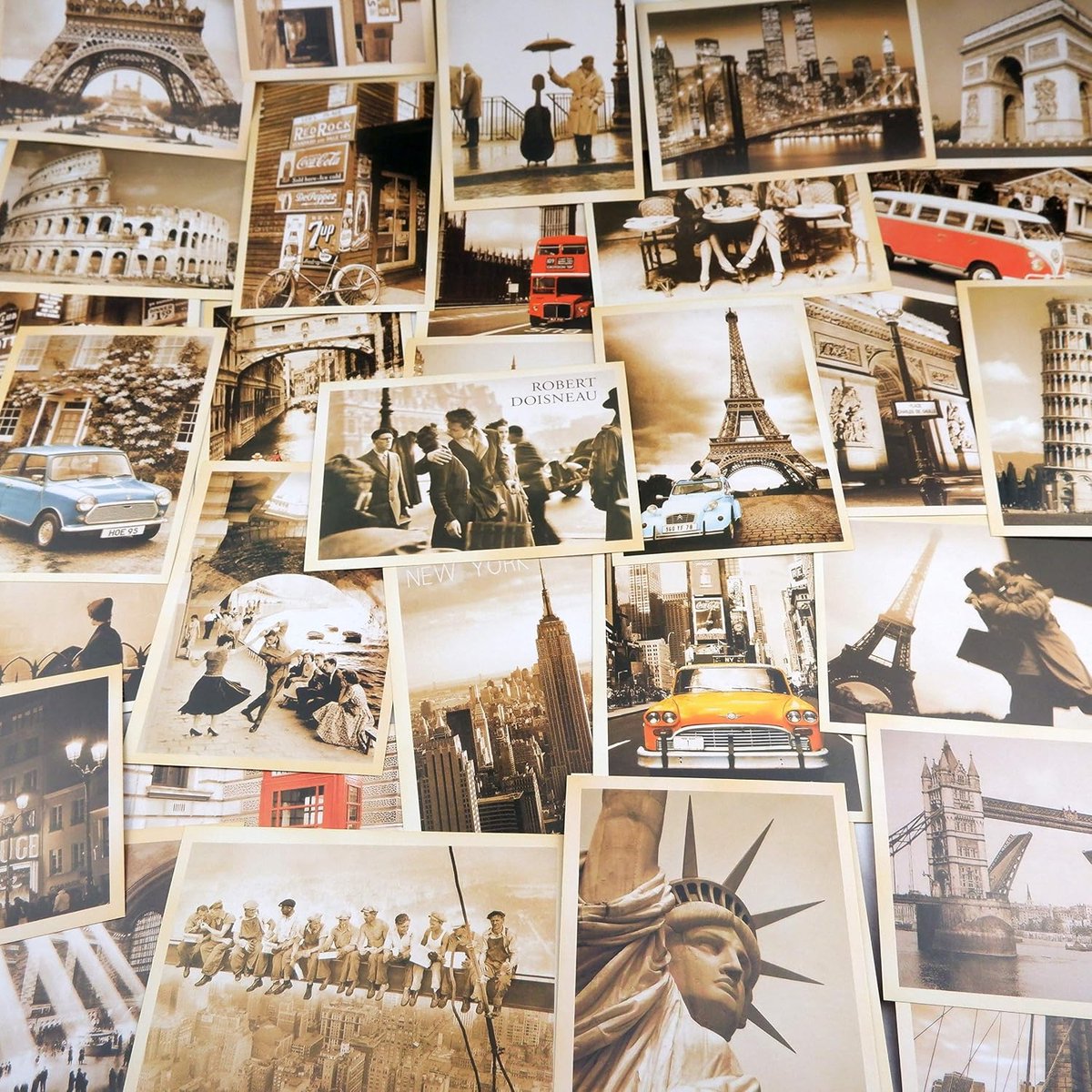 Ansichtkaarten, vintage ansichtkaarten, ansichtkaarten set vintage, retro ansichtkaarten, ouderwetse Europese gebouwen, poster-reis-ansichtkaarten,14 x 10 cm, gebouwen.