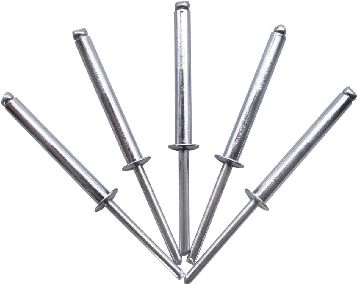 Blinde klinknagels 5,0 x 40 mm, open koepelkop, popklinknagels, DIN 7337, stalen klinknagel en stalen doorn