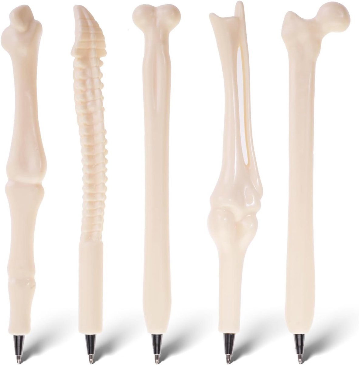5 stuks creatieve nieuwigheid botvorm balpennen, 1,0 mm zwarte inkt bot model pennen verpleegster arts pen Halloween feestgeschenken voor kinderen student briefpapier Halloween