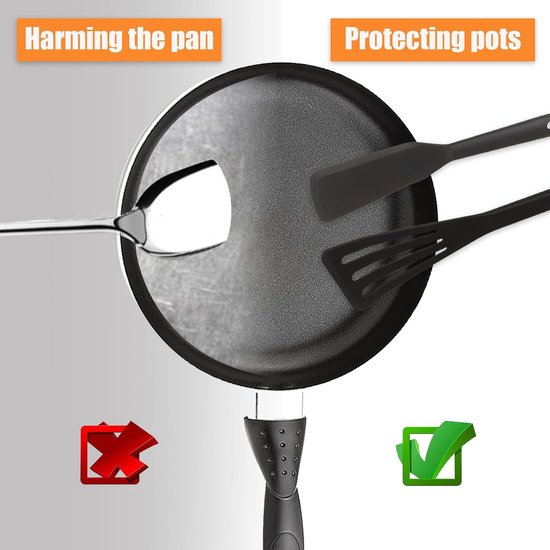 Spatels, anti-aanbaklaag, siliconen, zwart — afbeelding 3