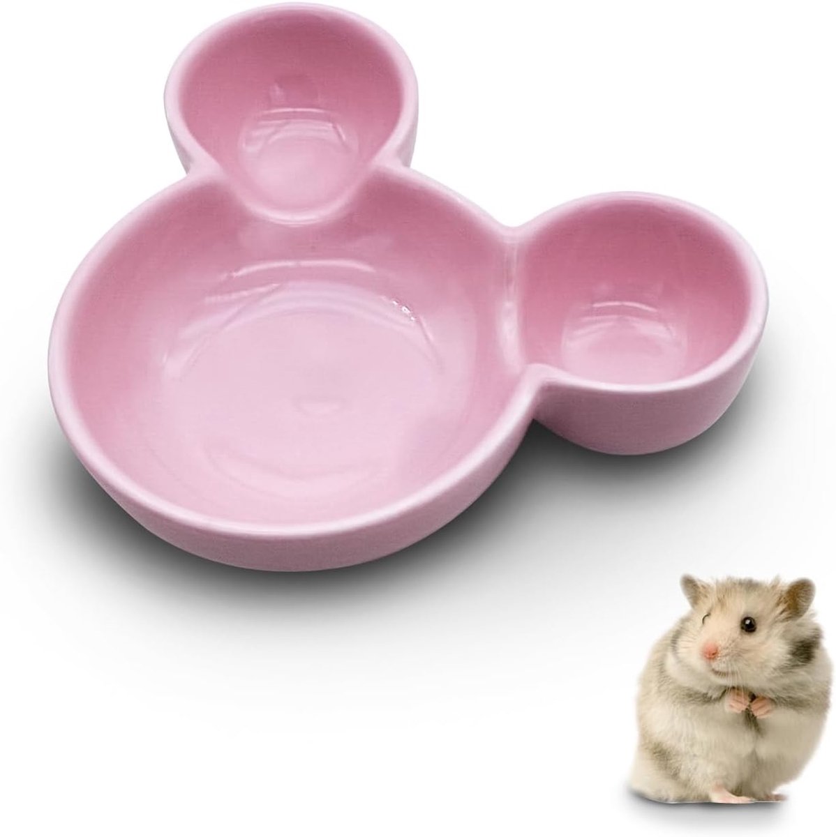 Schattige keramische hamsterbak, cavia's, bak gemakkelijk te reinigen, voederbak voor egel, knaagdieren (roze)