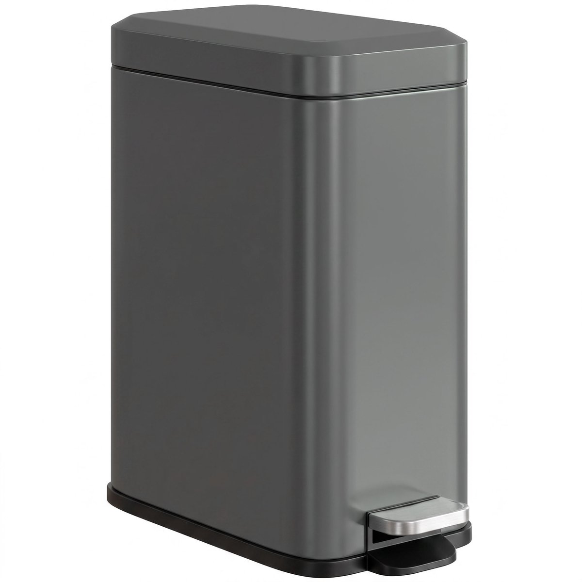 Metalen afvalbak 29,2 × 14 × 32 cm Grijs Metaal Trapbak, keukenafvalbak en huishoudelijke afvalbak, stabiel en duurzaam, praktisch en stijlvol, gemakkelijk schoon te maken, geschikt voor keuken en toilet