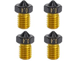 4-pack niet-klevend PTFE gecoate m6 mondstuk 0,4 mm compatibel met Anycubic Kobra Mega S X Chiron, Prusa i3 MK3S Prusa Mini Mini+ Extruder V6 Hotend 3D-printer (4x0,4 mm mondstukken)