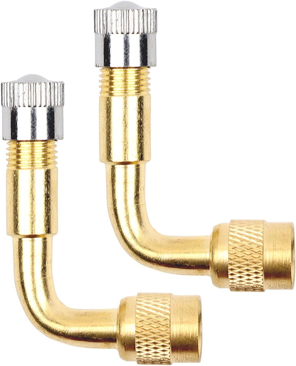 Ventielverlenging, koperen ventieladapter, hoekventielverlenging, autoventiel, bandventielverlenging, hoekventiel voor auto, motorfiets, fiets, scooter (90°)