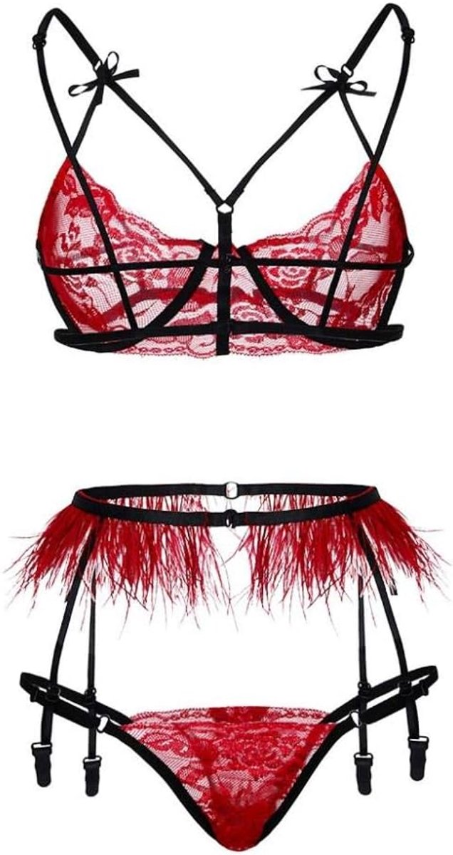 Dames Vrouwen Kanten String Sexy Lingerie Kousenband Transparante Vrouwen Sexy Ondergoed set