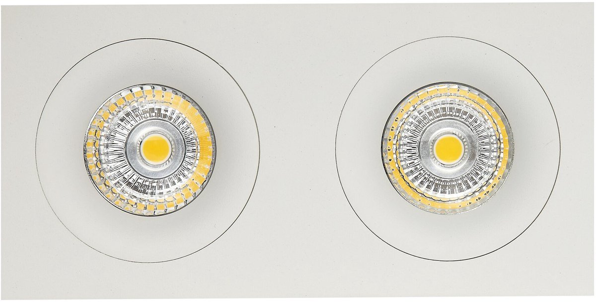 Zoom III inbouwspot van aluminium, wit, 2 lichtpunten met GU10-fitting, dimbare 5W LED (2700K), 400 lumen, IP20