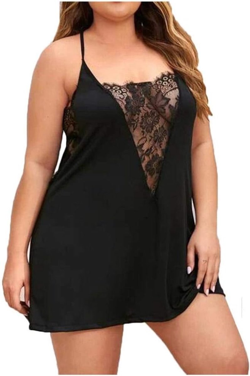 Lingerie voor dames sexy nachthemd lingerie nachtkleding Kant met stringDames Nachthemd Plus Maat V-hals Kanten Nachtkleding Zichtbare Mesh Lingerie Nachtjapon Sleepdress