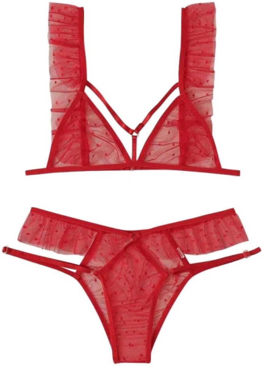 Dameskostuums Sexy Vrouwen Plus Size Lingerie Kanten Beha String Verleiding Ondergoed Bondage Nachtkleding Erotische Dames Set