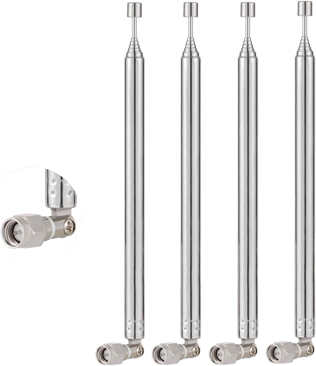 4 Stuks SMA Male Connector Telescopische Antenne 8 Secties SMA Draagbare Radio Antenne 73.03CM/28.75IN voor TV AM FM Radio Stereo Receiver