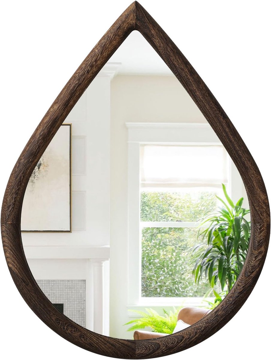 Lijst Spiegels voor Muur Rustiek Retro Hangende Spiegels Druppelvormige Muurdecor Spiegel Muurbevestigd Onregelmatige Badkamer Slaapkamer Spiegel