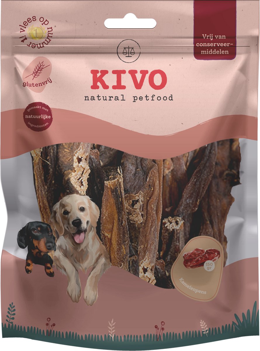Kivo Petfood Hondensnack Kamelenpens 2 zakken x 150 gram - Graanvrij en Glutenvrij