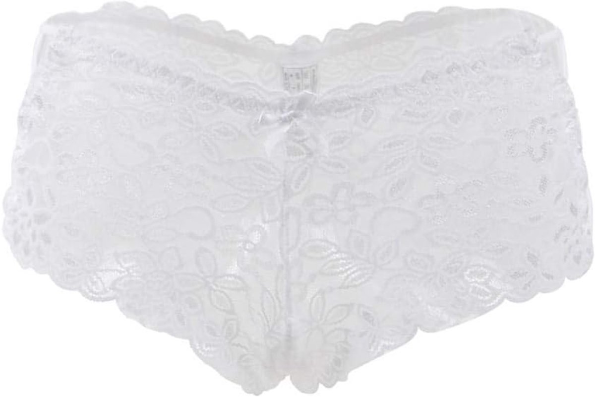 Dameskostuums Sexy Lingerie Vrouwen Kant Plus Size Slips Ondergoed Erotische Slipje Porno G-String Hollow Out Kostuum Verleiding Nachtkleding-White_M