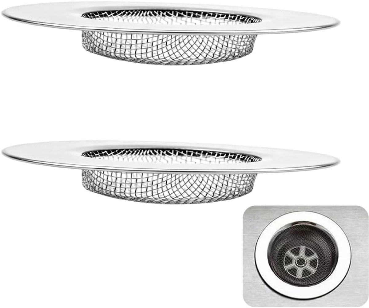 2 Stuks Gootsteenzeef, Douche Gootsteen, 7.5cm Afvoerzeefje Roestvrijstalen, voor Badkamer, Keuken