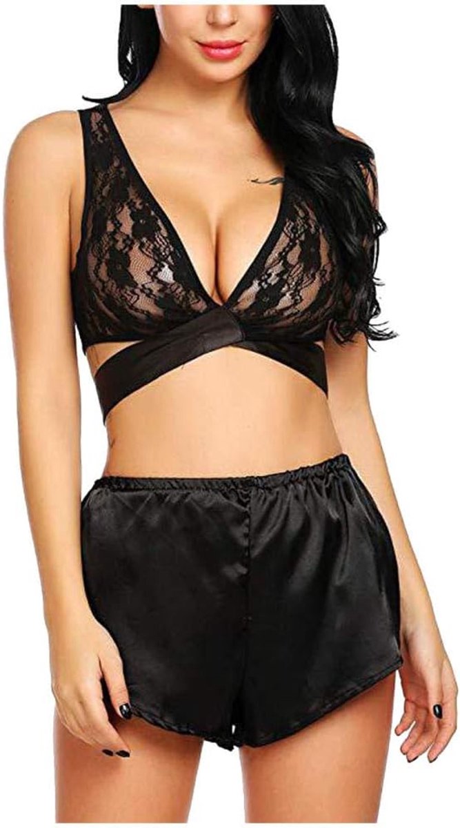 Kleding Diepe V 2 ST Dames Sexy Lingerie Kanten Beha Slips Verleiding Transparante Porno Ondergoed Erotische Lingerie Vrouwen Nachtkleding Set