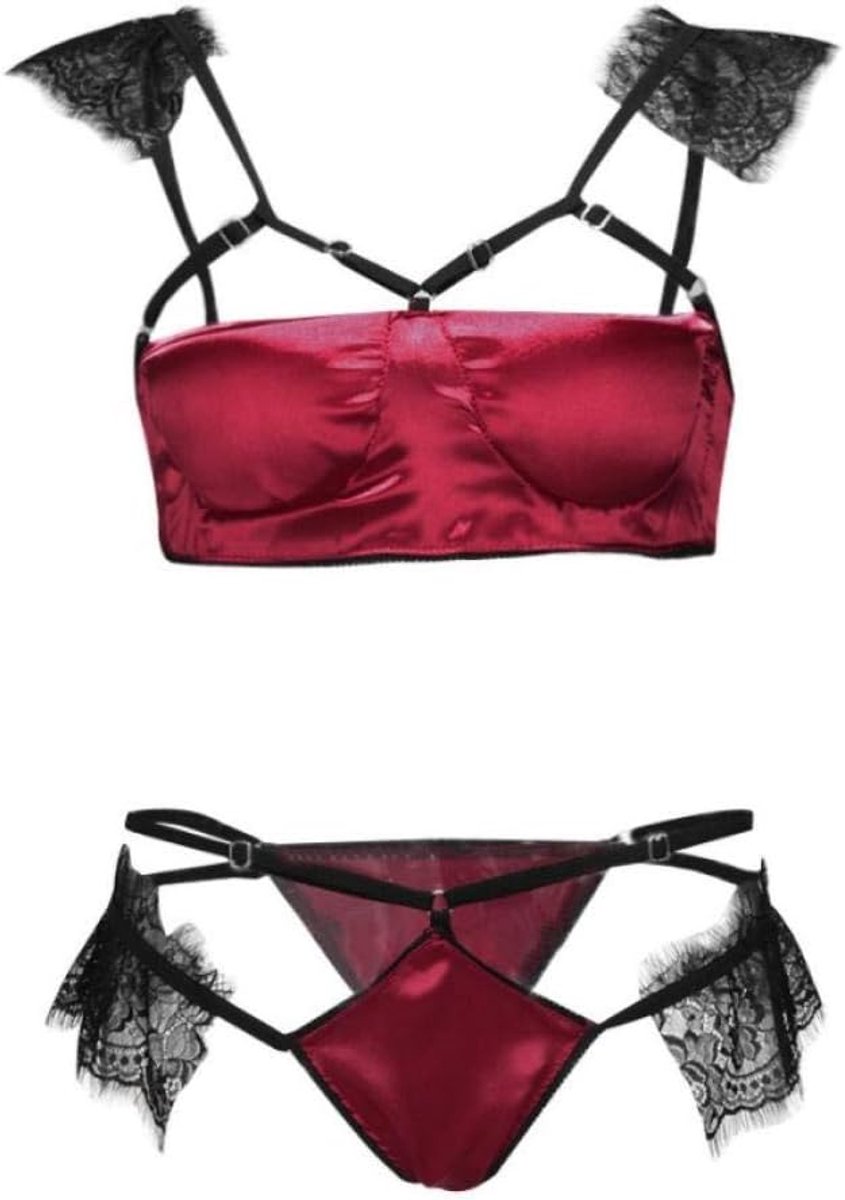 2 ST Sexy Lingerie Vrouwen Kant Geen Stalen Ring Beha String Verleiding Ondergoed Erotische Dames Nachtkleding Set