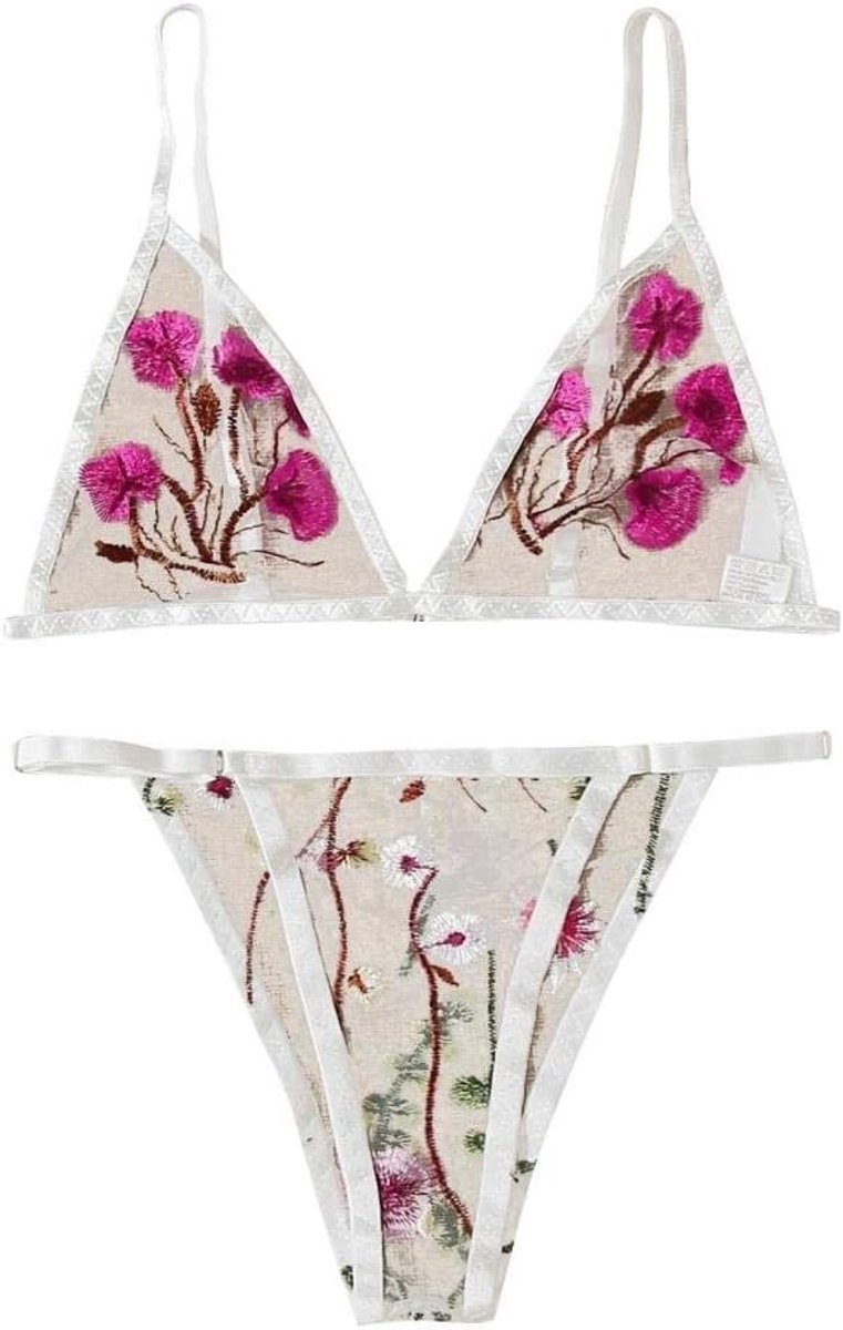 Porno Vrouwen Erotische Lingerie Ondergoed Borduren Kanten Beha String Temptation Nachtkleding Set
