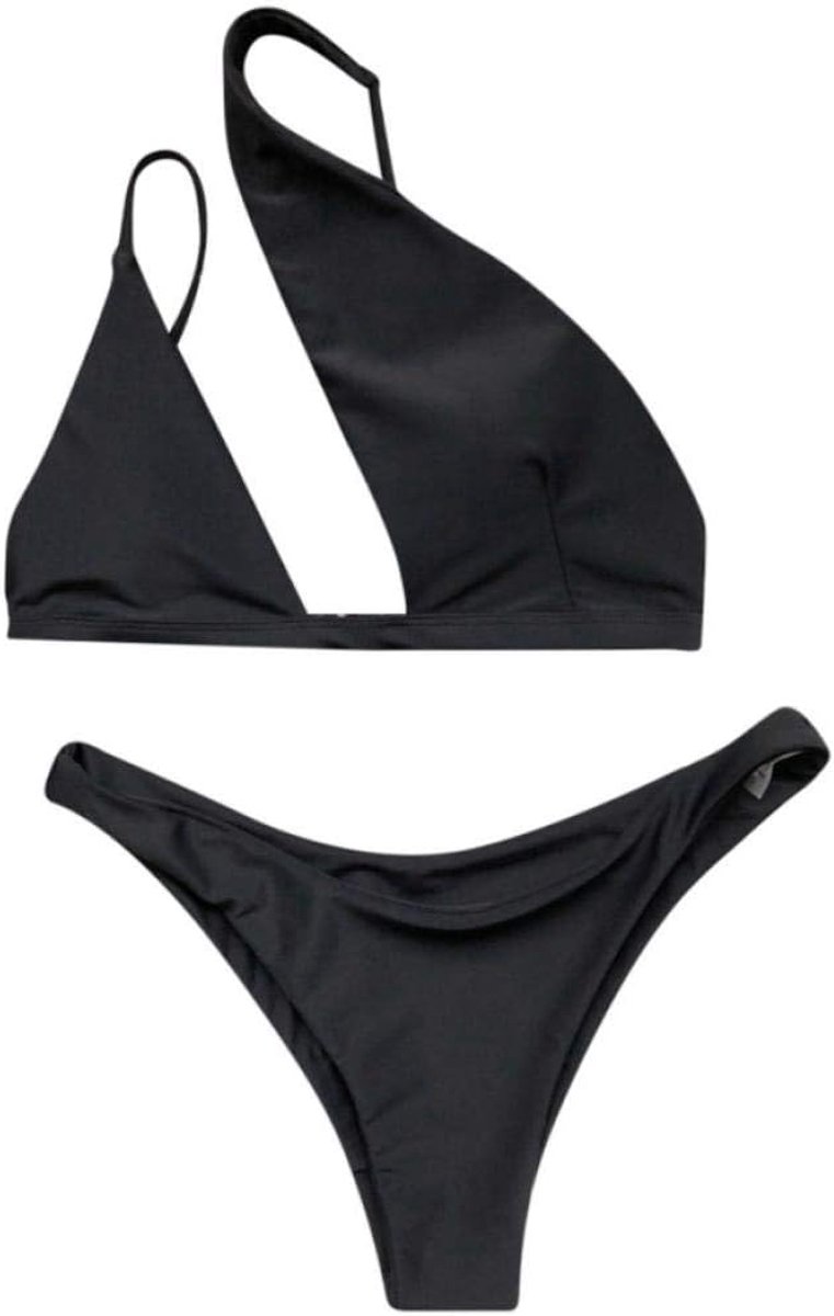 Lingeriesets dames Vrouw Badmode Eenzijdige Vrouwen Badpak String Bikini Zwemmen Baden Sexy Weergave Camouflage Print Badpak Set-Black_S