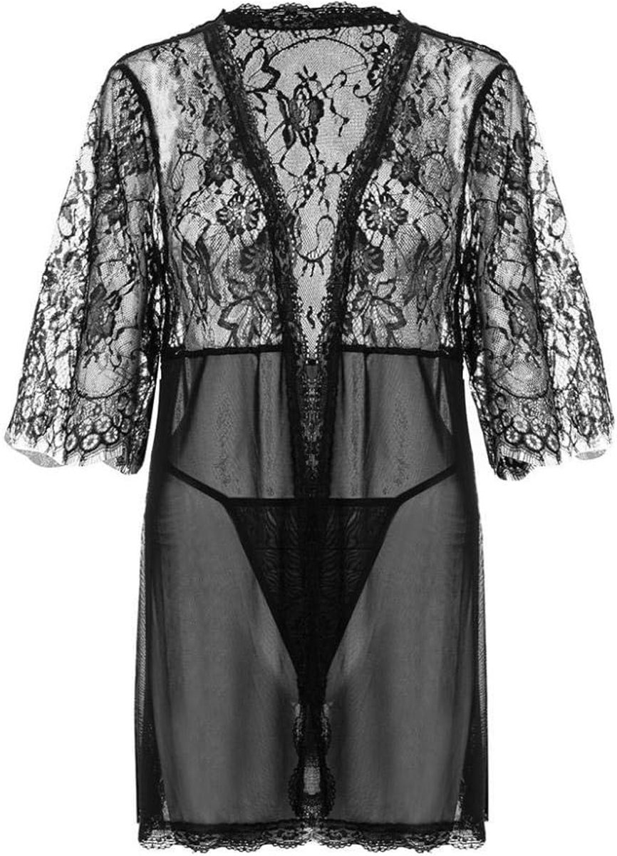 Babydolls, nachtjaponnen & negligés Dames Kant Sexy Lingerie Ondergoed Transparante Kanten Beha G-string Verleiding Riem Erotische Nachtkleding